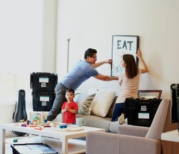 young first time buyers moving in to first home